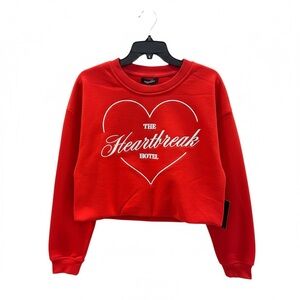 Red & White Heartbreak Hotel Cropped Sweatshirt + Keychain
